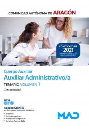 Cuerpo Auxiliar-Auxiliar Administrativo/a (Discapacidad) C.A.Aragón edic 2021 | 9788414250303 | VV.AA. | Librería Castillón - Comprar libros online Aragón, Barbastro