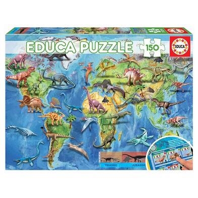 Puzzle EDUCA CON LAMINA MAPAMUNDI DINOSAURIOS (150 Piezas) | 8412668189973 | Librería Castillón - Comprar libros online Aragón, Barbastro