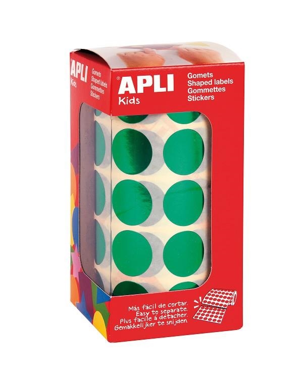 GOMETS APLI 12050 REDONDOS GRANDES 20 MM METALIZADOS VERDE  | 8410782120506 | Librería Castillón - Comprar libros online Aragón, Barbastro