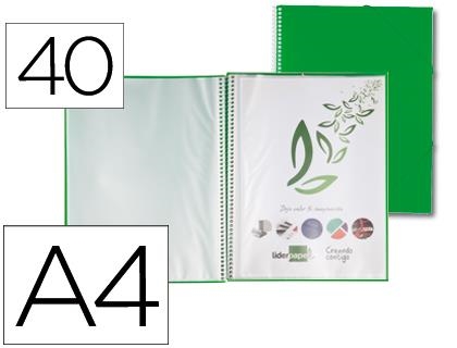 CARPETA ESPIRAL 40 FUNDAS POLIPROPILENO DINA 4 LIDERPAPEL VERDE | 8423473538191 | Librería Castillón - Comprar libros online Aragón, Barbastro