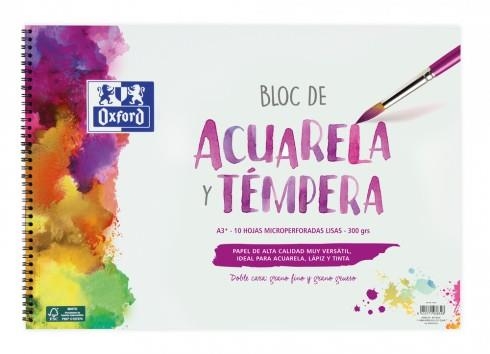 BLOC DIBUJO ESPIRAL OXFORD ACUARELA Y TEMPERA A3+ 10H 300GR LISO | 8412771038328 | Librería Castillón - Comprar libros online Aragón, Barbastro