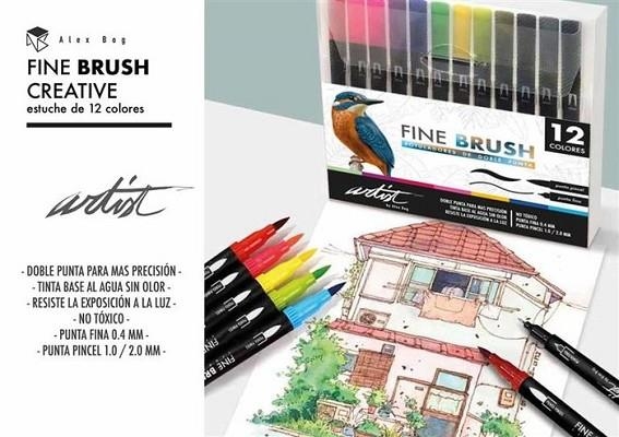 ROTULADORES DOBLE PUNTA ROYMART GAMA ARTIST FINE BRUSH 12 COLORES | 843123418080 | Librería Castillón - Comprar libros online Aragón, Barbastro