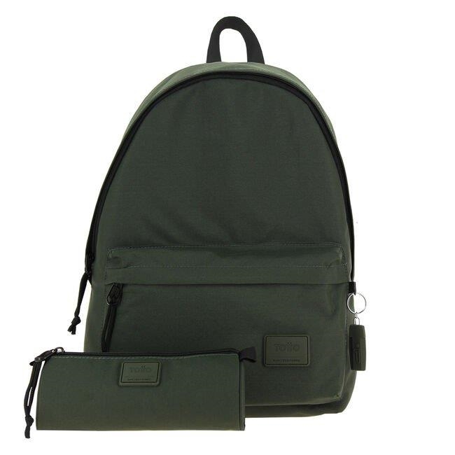 MOCHILA TOTTO KALEX + PORTATODO V22 VERDE CAQUI | 7704758586689 | Librería Castillón - Comprar libros online Aragón, Barbastro