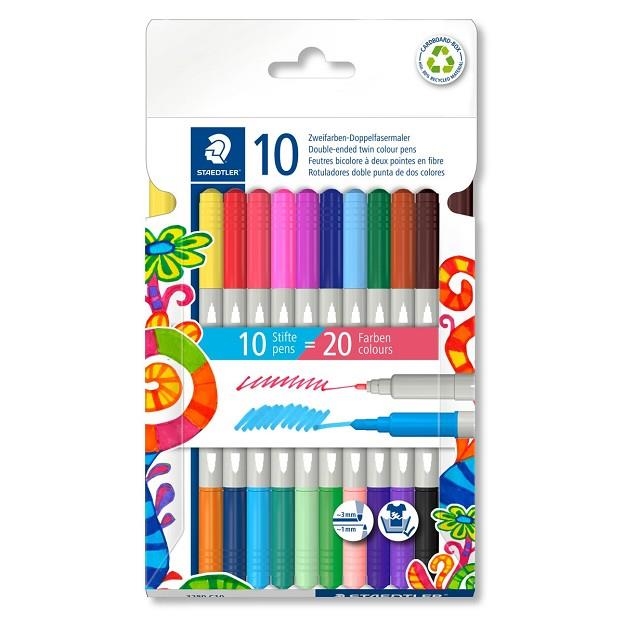 Pack 10 Rotuladores Doble Punta y Doble Color 3280 STAEDTLER Multicolor | 4007817087411 | Librería Castillón - Comprar libros online Aragón, Barbastro