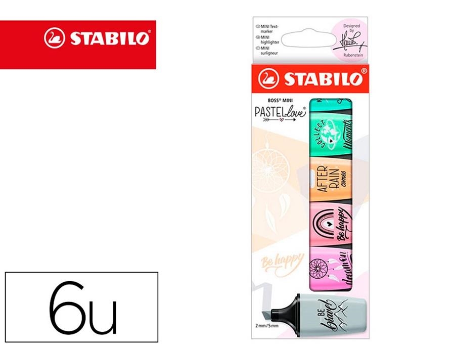 MARCADOR FLUORESCENTE STABILO BOSS MINI 07 PASTEL ESTUCHE 6 UNIDADES | 4006381577007 | Librería Castillón - Comprar libros online Aragón, Barbastro