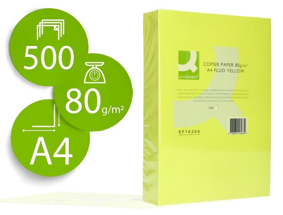 PAPEL COLOR A4 80GR 500H Q-CONNECT AMARILLO neon KF016266 72066 | 5705831162662 | Librería Castillón - Comprar libros online Aragón, Barbastro