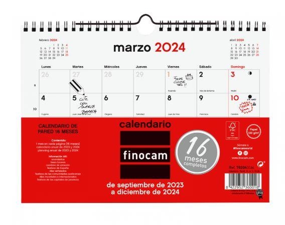 CALENDARIO PARED S 16 MESES FINOCAM | 8422952360018 | Librería Castillón - Comprar libros online Aragón, Barbastro