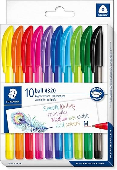 BOLIGRAFO STAEDTLER TRIANGULAR 4320 MC10 CAJA CON 10 BOLIS DE 10 COLORES DISTINTOS | 4007817102916 | Librería Castillón - Comprar libros online Aragón, Barbastro