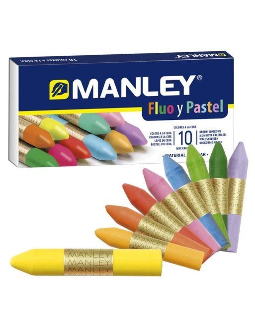 CERAS MANLEY 10 COLORES FLUO Y PASTEL | 8413240604525 | Librería Castillón - Comprar libros online Aragón, Barbastro