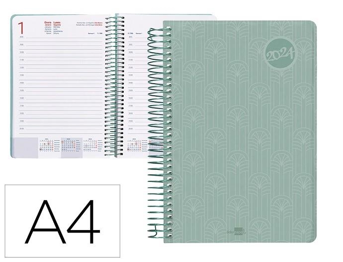 Agenda espiral liderpapel classic a4 2024 1 dia pagina portada polipropileno papel 70 gr color VERDE | 8423473057630 | Librería Castillón - Comprar libros online Aragón, Barbastro