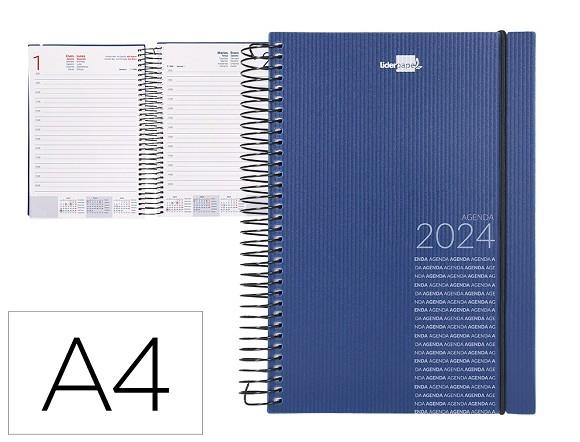 Agenda espiral liderpapel classic a4 2024 1 dia pagina portada polipropileno papel 60 gr color azul | 8423473058392 | Librería Castillón - Comprar libros online Aragón, Barbastro