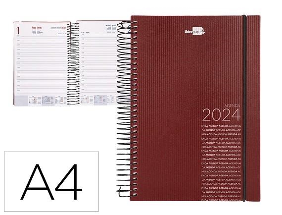 Agenda espiral liderpapel classic a4 2024 1 dia pagina portada polipropileno papel 60 gr color burdeos | 8423473062122 | Librería Castillón - Comprar libros online Aragón, Barbastro