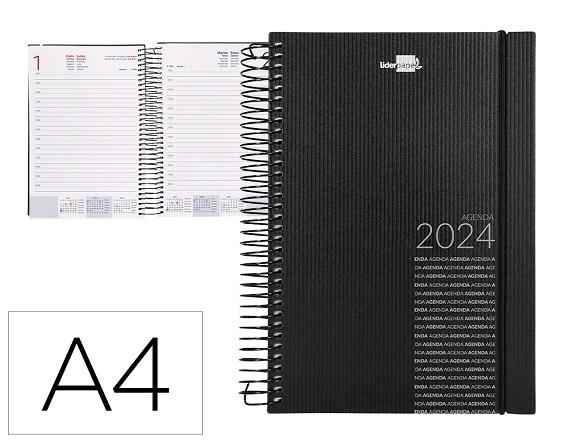 Agenda espiral liderpapel classic a4 2024 1 dia pagina portada polipropileno papel 60 gr color negro | 8423473062115 | Librería Castillón - Comprar libros online Aragón, Barbastro