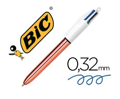 BOLIGRAFO BIC CUATRO COLORES SHINE ORO ROSA PUNTA 1 mm | 3086123621739 | Librería Castillón - Comprar libros online Aragón, Barbastro