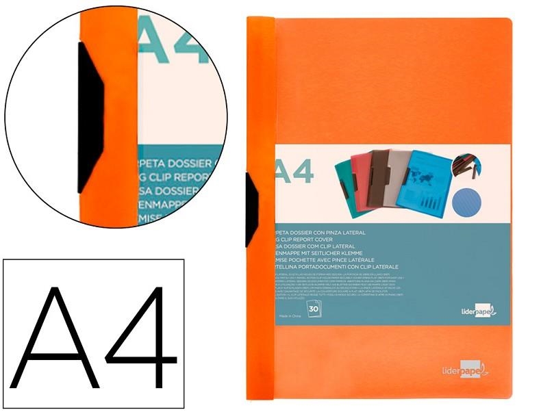 Carpeta liderpapel dossier pinza lateral polipropileno din a4 naranja opaco 30 hojas pinza deslizante | 8423473113008 | Librería Castillón - Comprar libros online Aragón, Barbastro