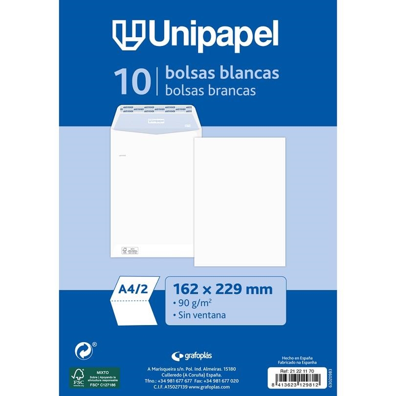 PAQUETE 10 SOBRES BOLSA 90G 162x229 TIRA SILICONA | 8413623129812 | Librería Castillón - Comprar libros online Aragón, Barbastro