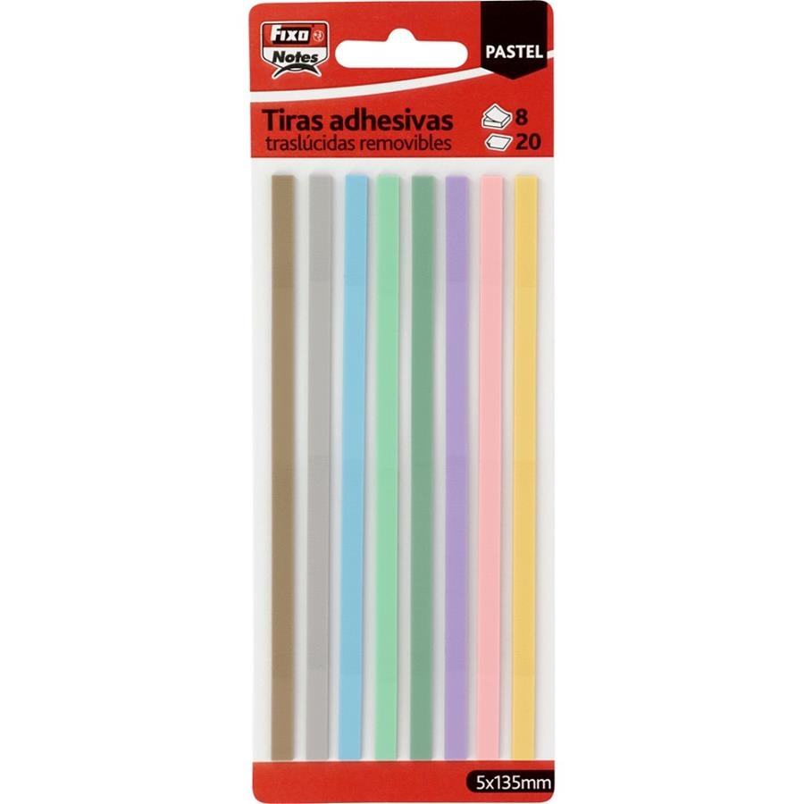 PACK 8 TIRAS ADHESIVAS PASTEL 20H 5x135 mm FIXO | 8413623505685 | Librería Castillón - Comprar libros online Aragón, Barbastro