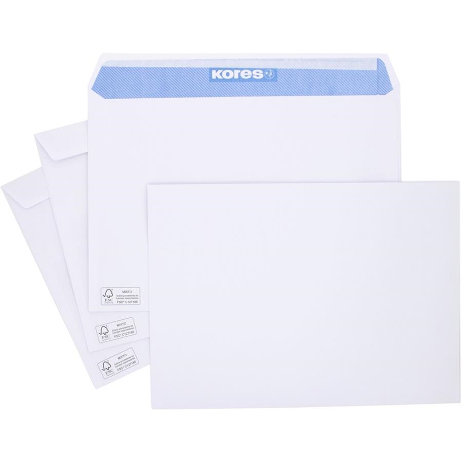 CAJA 250 SOBRES 260X360 MM BLANCO 100GR SOLAPA RECTA CIERRE TIRA SILICONA KORES | 8413623024452 | Librería Castillón - Comprar libros online Aragón, Barbastro