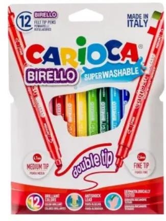 CARIOCA BIRELLO 12 ROTULADORES DOBLE PUNTA CÓNICA + FINA (bolsa papel) | 8003511427535 | Librería Castillón - Comprar libros online Aragón, Barbastro