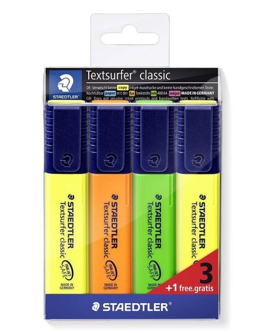 PACK 4 MARCADOR FLUORESCENTE STAEDTLER TEXTSURFER CLASSIC 364-S WP4P | 4007817019535 | Librería Castillón - Comprar libros online Aragón, Barbastro