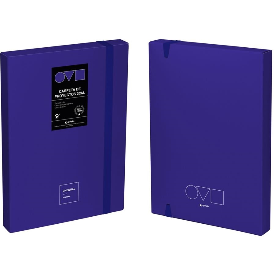 CAJA PROYECTOS POLYFOAM LOMO 3CM FOLIO AZUL UNEQUAL MINIMAL GRAFOPLÁS | 8413623130900 | Librería Castillón - Comprar libros online Aragón, Barbastro