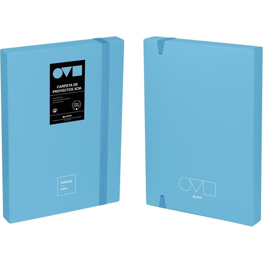 CAJA PROYECTOS POLYFOAM LOMO 3CM FOLIO AZUL CIELO UNEQUAL MINIMAL GRAFOPLÁS | 8413623130948 | Librería Castillón - Comprar libros online Aragón, Barbastro