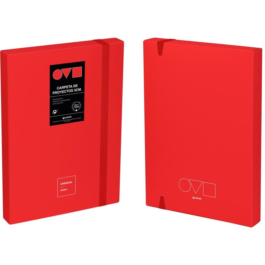 CAJA PROYECTOS POLYFOAM LOMO 3CM FOLIO ROJO UNEQUAL MINIMAL GRAFOPLÁS | 8413623130917 | Librería Castillón - Comprar libros online Aragón, Barbastro