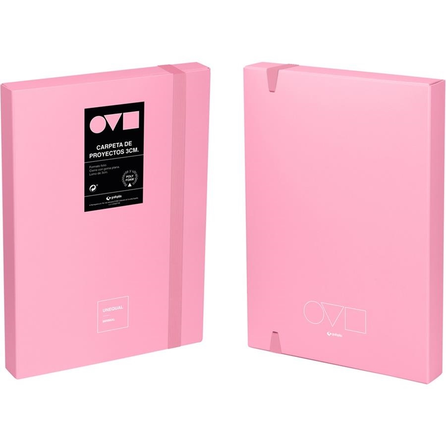 CAJA PROYECTOS POLYFOAM LOMO 3CM FOLIO ROSA UNEQUAL MINIMAL GRAFOPLÁS | 8413623130962 | Librería Castillón - Comprar libros online Aragón, Barbastro