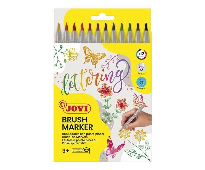 ROTULADORES JOVI PUNTA PINCEL CAJA 12 COLORES LETTERING | 8412027034159 | Librería Castillón - Comprar libros online Aragón, Barbastro