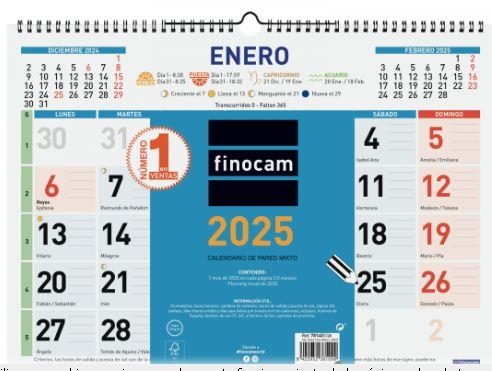 CALENDARIO PARED COLOR MIXTO NÚMEROS GRANDES L 430mmx310mm 781400025 | 8422952381099 | Librería Castillón - Comprar libros online Aragón, Barbastro