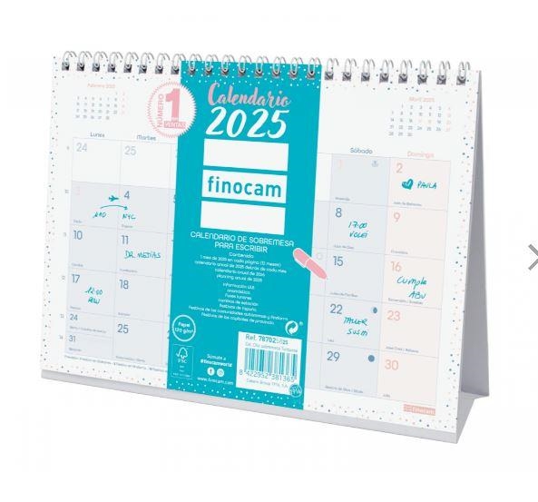 CALENDARIO 2025 SOBREMESA P/ESCRIBIR FINOCAM CHIC TURQUESA 210mmx155mm 787025825 | 8422952381365 | Librería Castillón - Comprar libros online Aragón, Barbastro