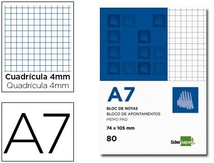 BLOC DE NOTAS LIDERPAPEL A7 CUADRICULADO 4MM Y MICROPERFORADO 02608 | 8423473026087 | Librería Castillón - Comprar libros online Aragón, Barbastro